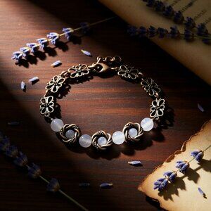 Dainty & Elegant! Rose Quartz + Copper Filigree Bracelet - Adjustable fits 7-8"